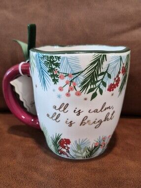 Sunday Morning Ceramics 'All is Calm, All is Bright' Mug NEW Festive Holiday